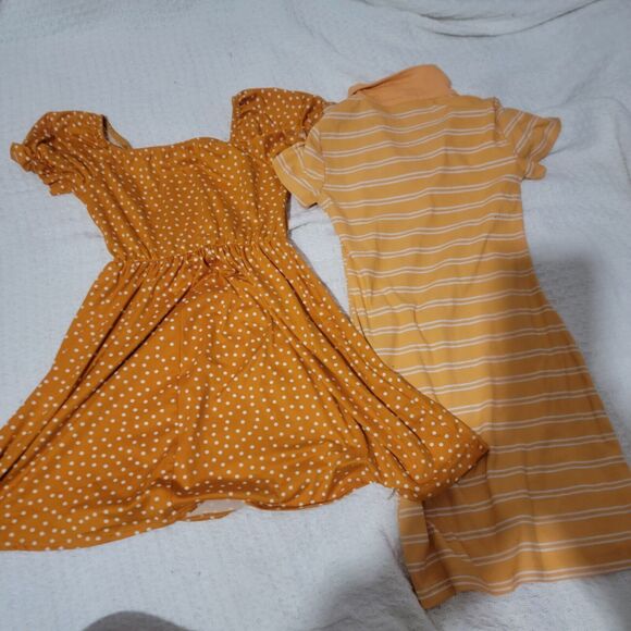 Girls Dress Bundle 2 Soft Orange Dresses Casual And Cute Size 10 Polka Dots - Picture 5 of 6